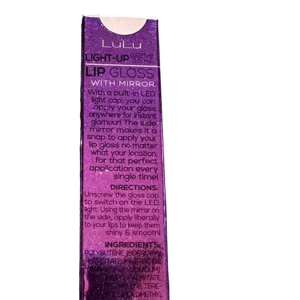 LuLu Light-Up‎ Lip Gloss with Built in Mirror Beam Me Up Nude Glitter Shade